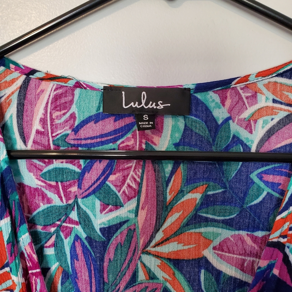 Lulus Hypnotized purple print romper. Small. Crinkle gauze. Jewel toned Like new - Picture 4 of 6
